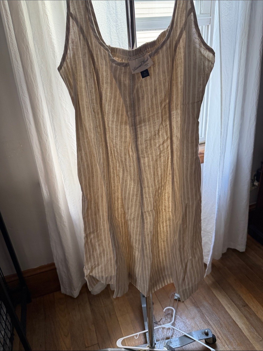Universal Thread Cream and Beige Striped Sleeveless Mini Dress